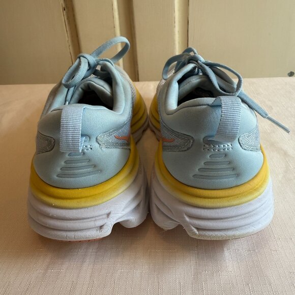 Hoka Bondi 8 Running Walking Shoes Summer Song LIght Blue Yellow Sz 8B - Picture 3 of 7